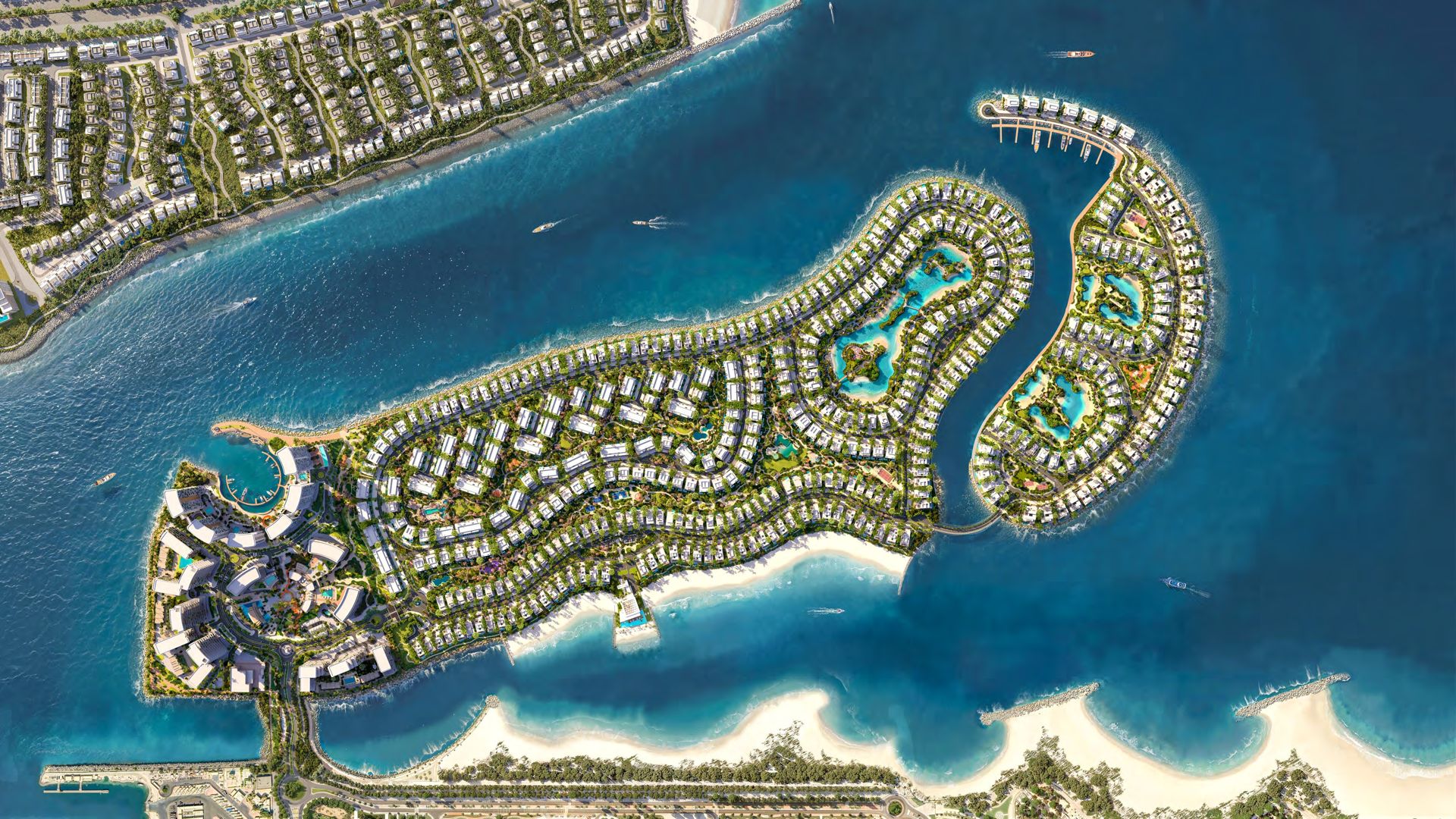 Bay Estate master plan aerial on Dubai Islands by Nakheel